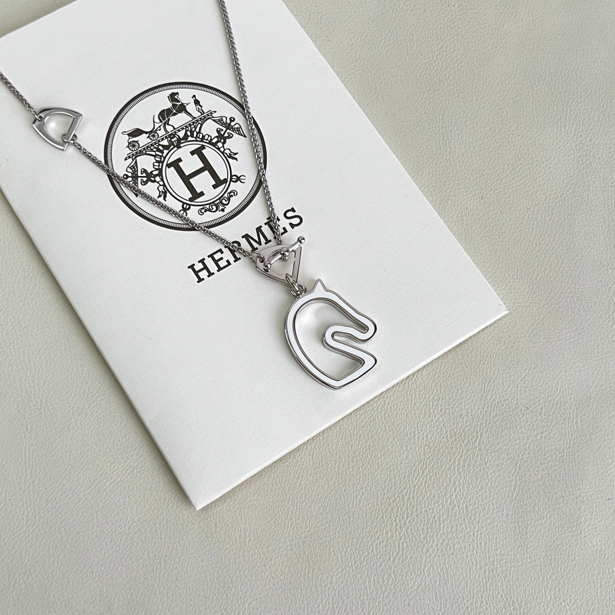 Horse Pendant Necklace in Polished Metal-Tone – Design 030 main product view