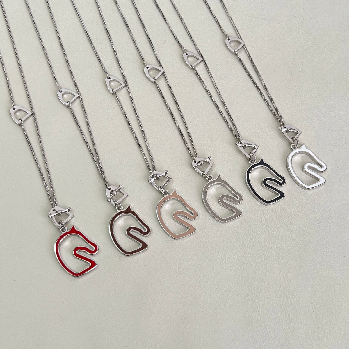 Horse Pendant Necklace in Polished Metal-Tone – Design 028 main product view