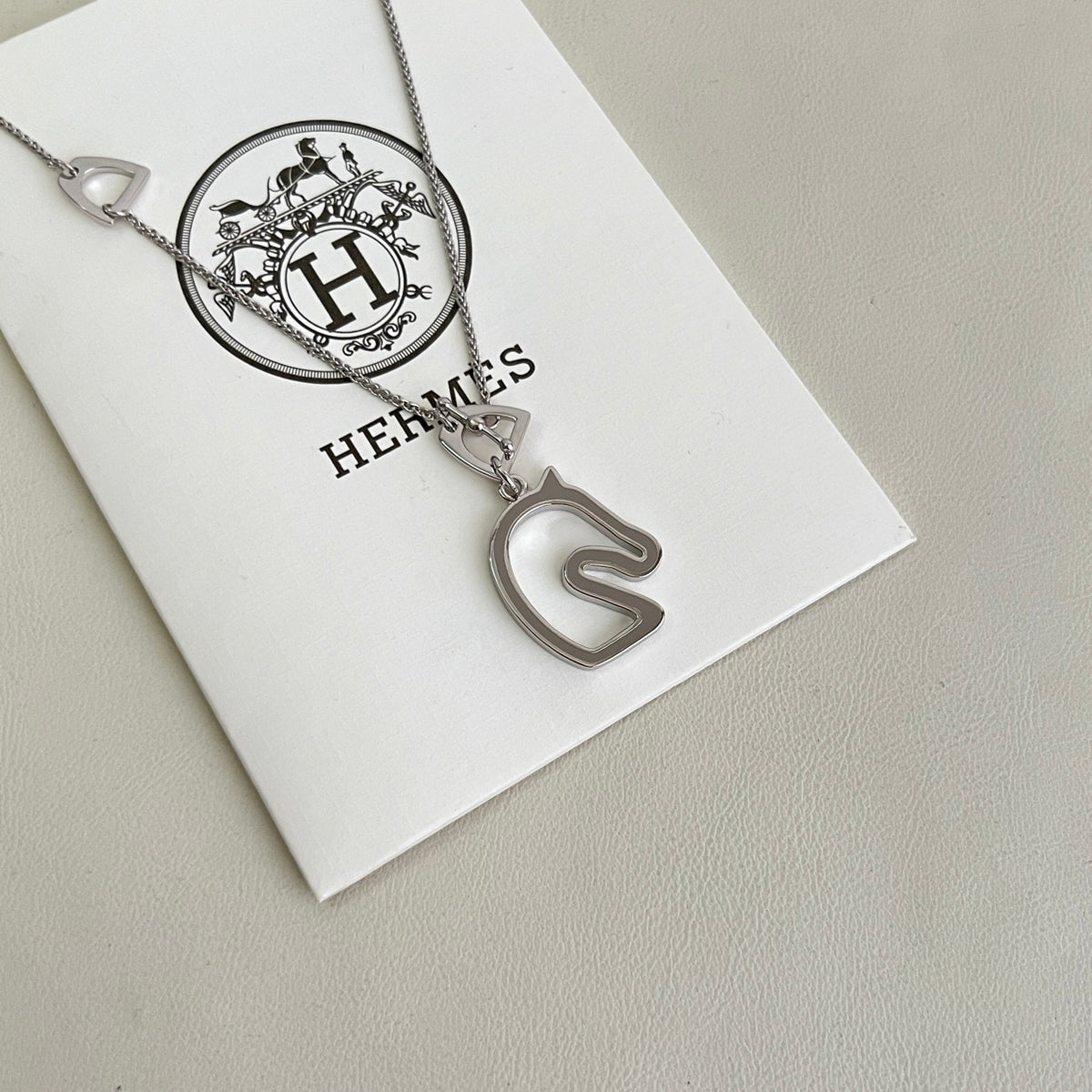 Horse Pendant Necklace in Polished Metal-Tone – Design 030 styled product view