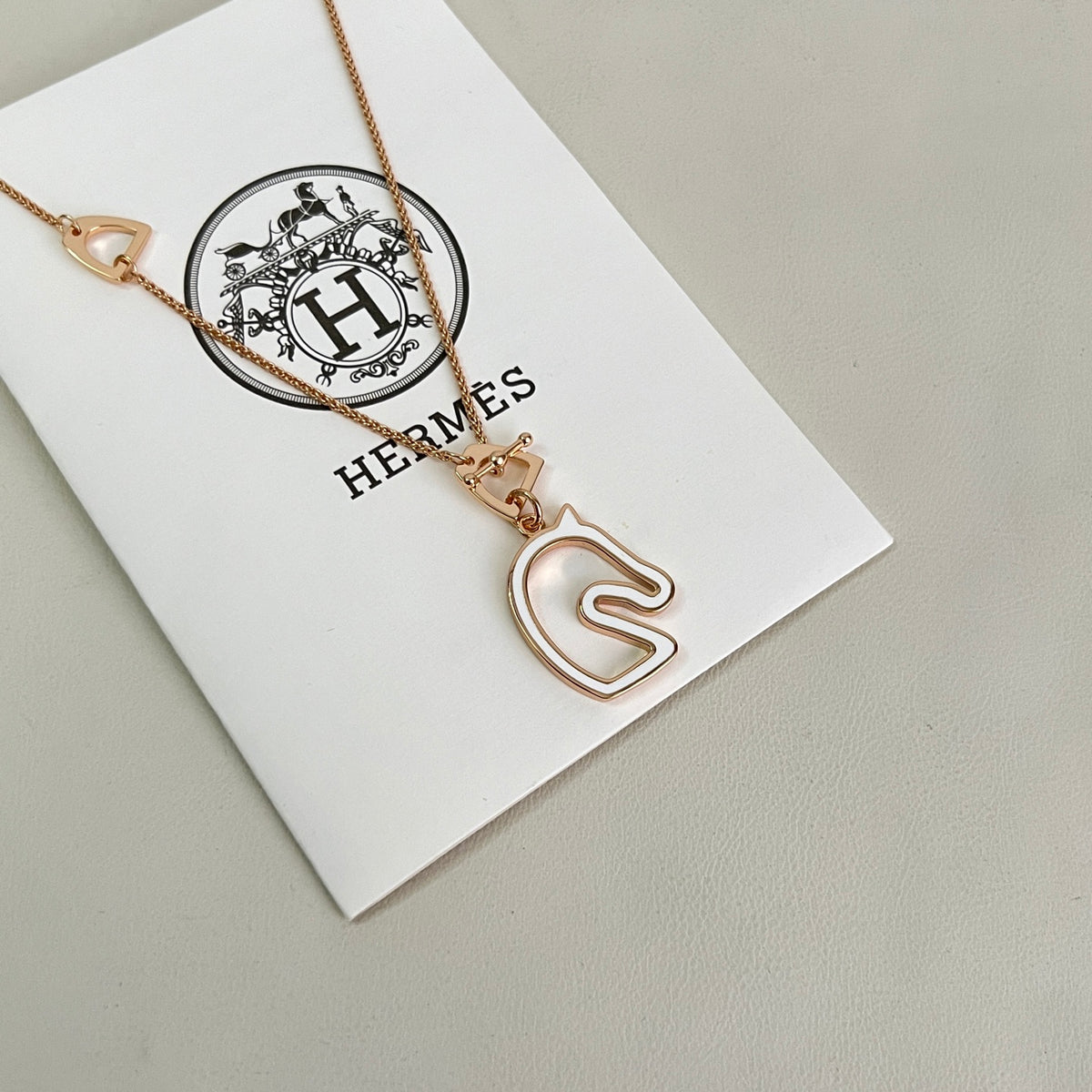 Horse Pendant Necklace in Polished Metal-Tone – Design 027 main product view