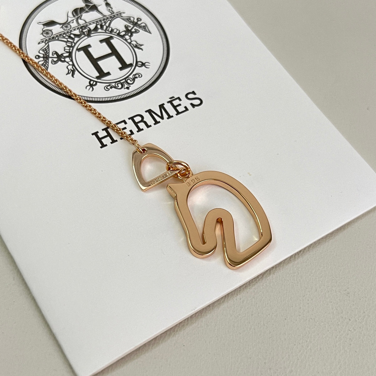 Horse Pendant Necklace in Polished Metal-Tone – Design 031 front product view