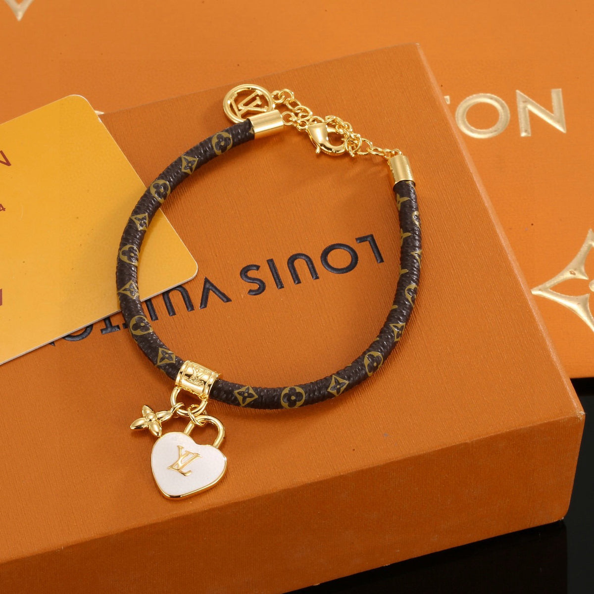 Geometric Emblem Leather-Detail Bracelet – Leather Detail – Design 009 close-up detail