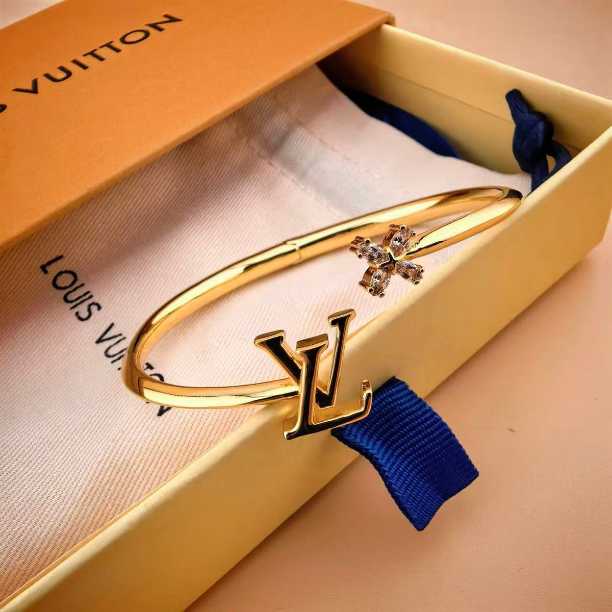 Letter Emblem Bangle in Polished Metal-Tone – Design 005 main product view
