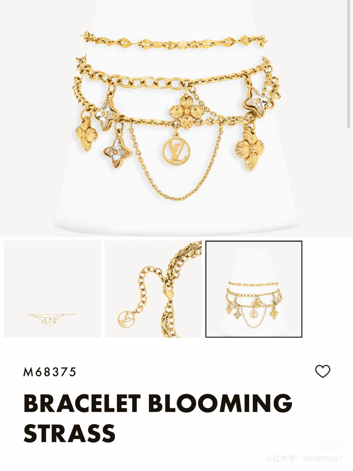 Floral Bracelet in Gold-Tone – Design 012 front product view
