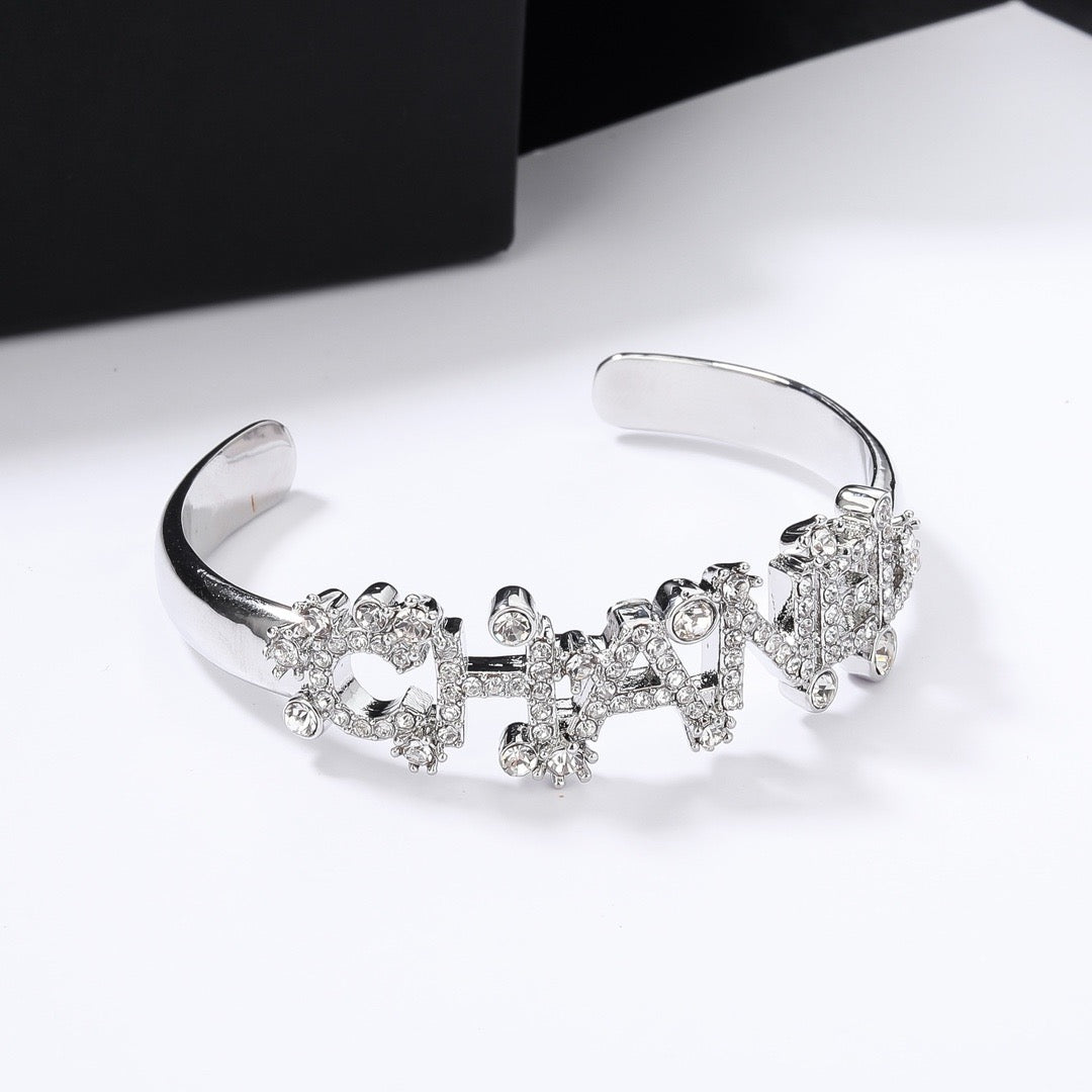 Signature Emblem Bangle in Polished Metal-Tone – Design 030 styled product view
