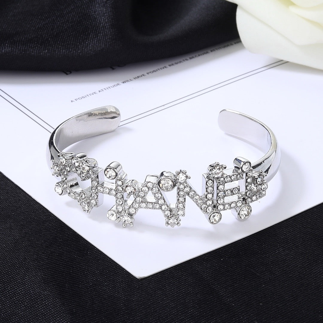 Signature Emblem Bangle in Polished Metal-Tone – Design 030 side detail
