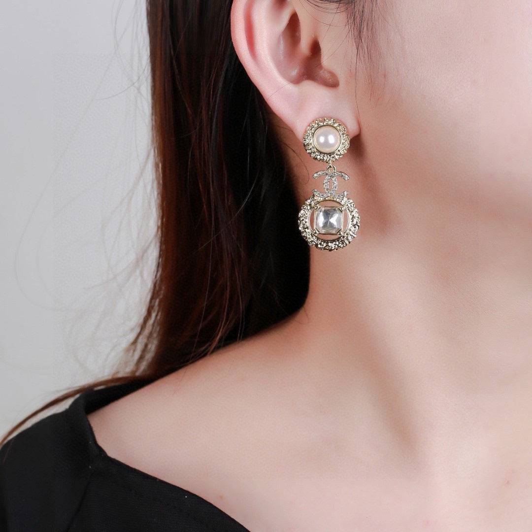 Pearl Pearl-Detail Statement Earrings – Pearl Detail – Design 008 front product view