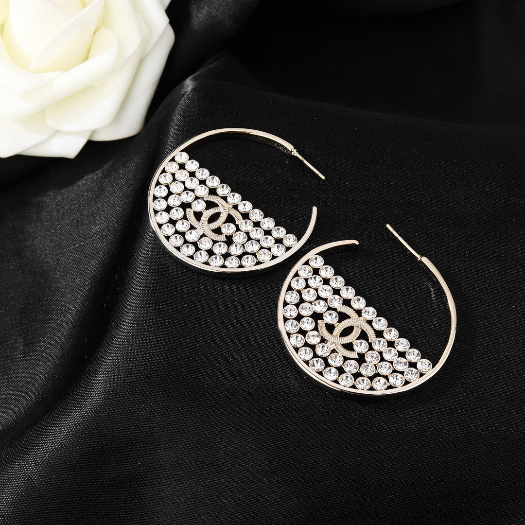 Signature Emblem Statement Earrings in Polished Metal-Tone – Design 037 detail view