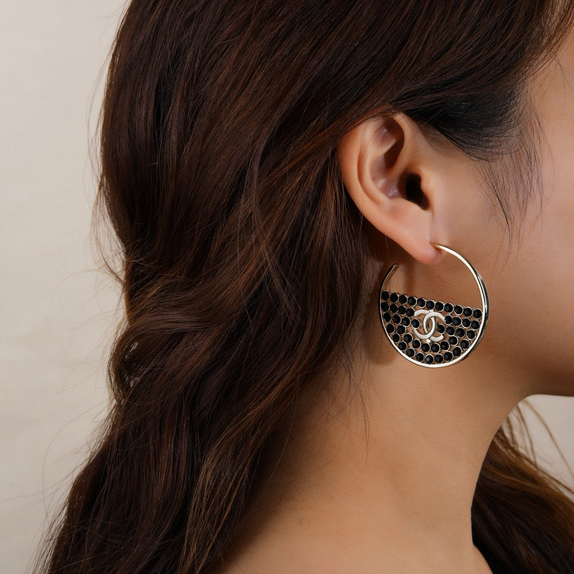 Signature Emblem Statement Earrings in Polished Metal-Tone – Design 037 front product view