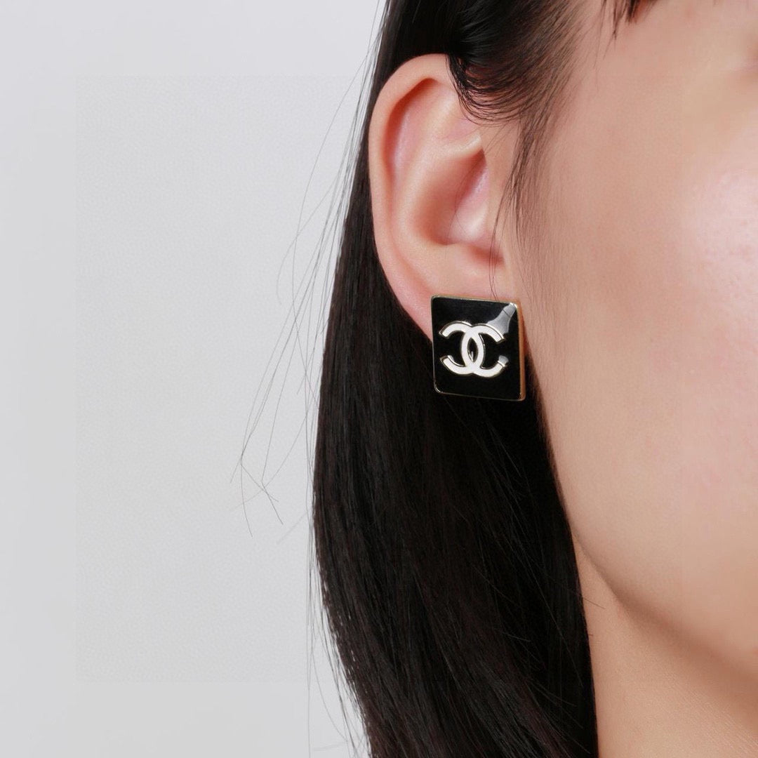 Signature Emblem Statement Earrings in Polished Metal-Tone – Design 036 side detail