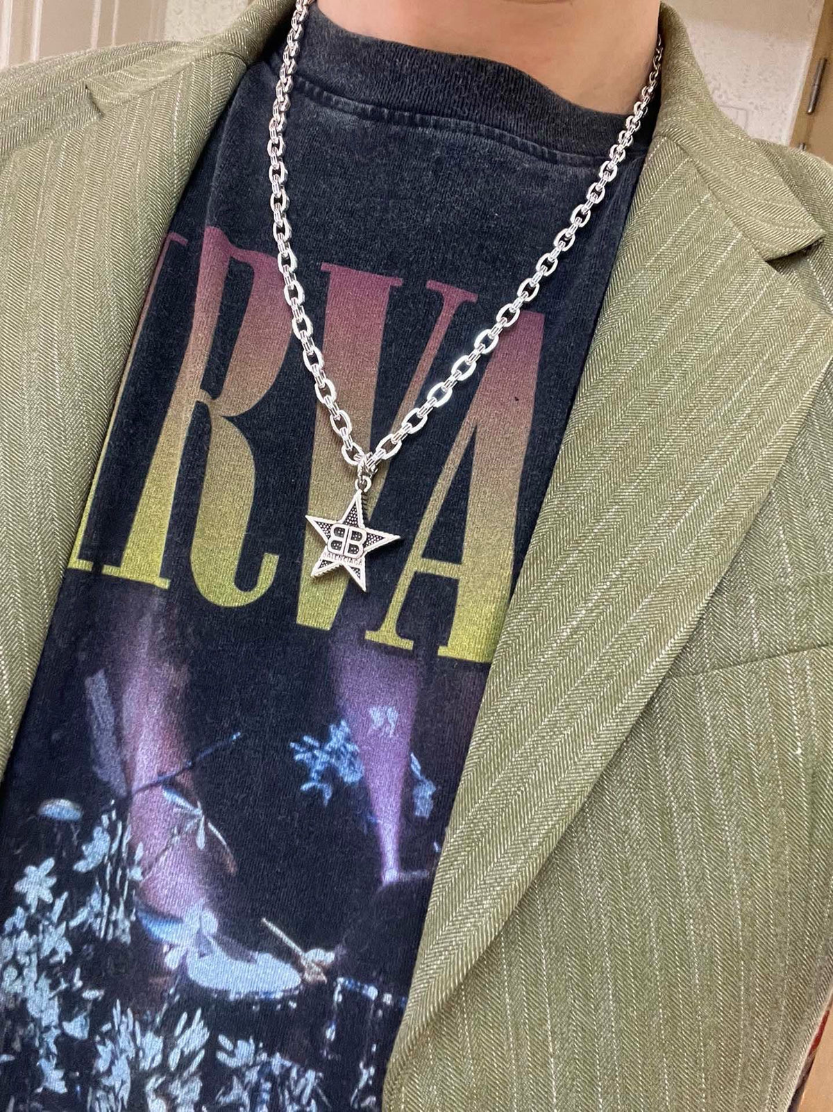 Geometric Emblem Pendant Necklace in Polished Metal-Tone – Vintage Detail – Design 069 detail view
