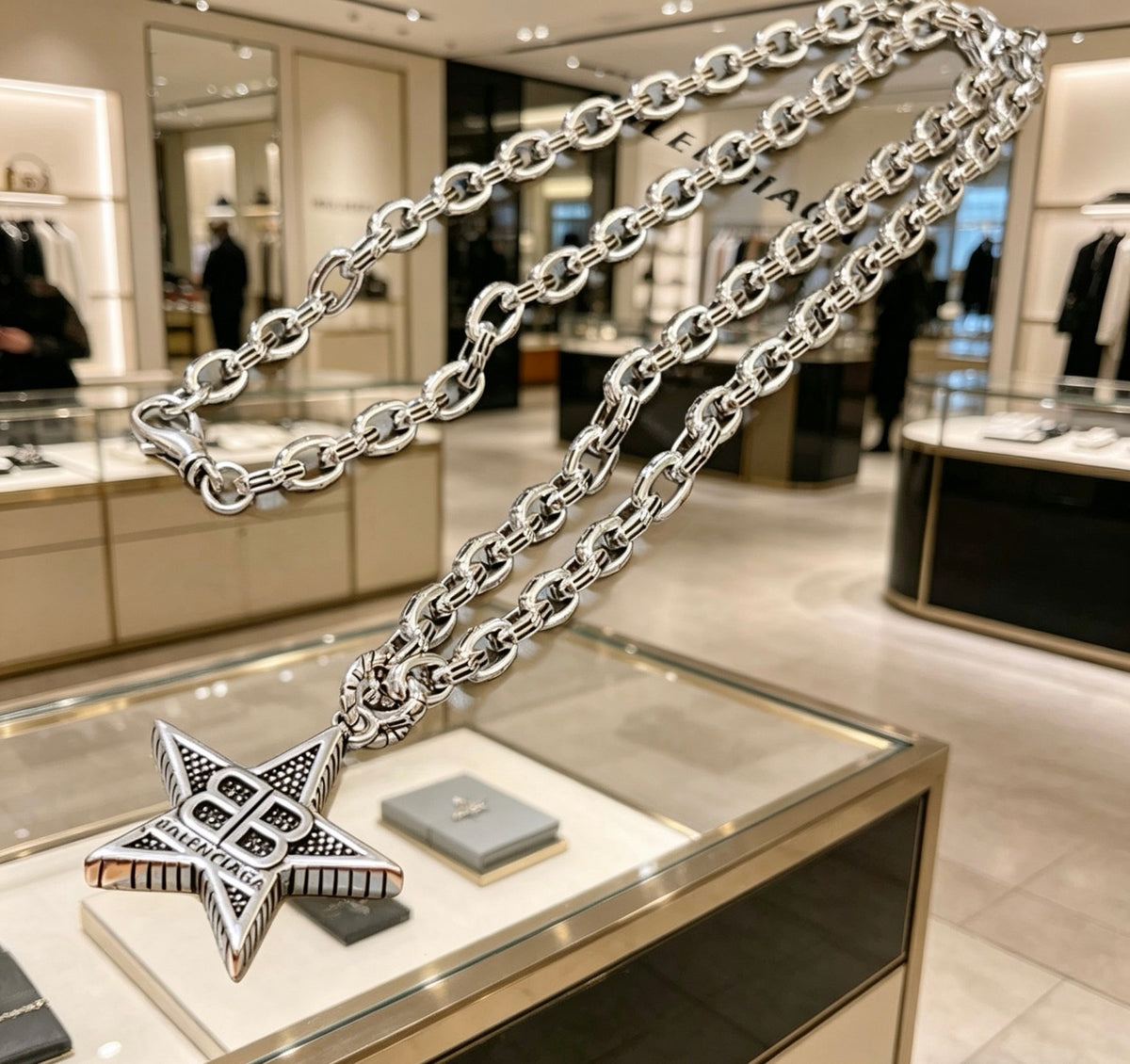Geometric Emblem Pendant Necklace in Polished Metal-Tone – Vintage Detail – Design 069 close-up detail