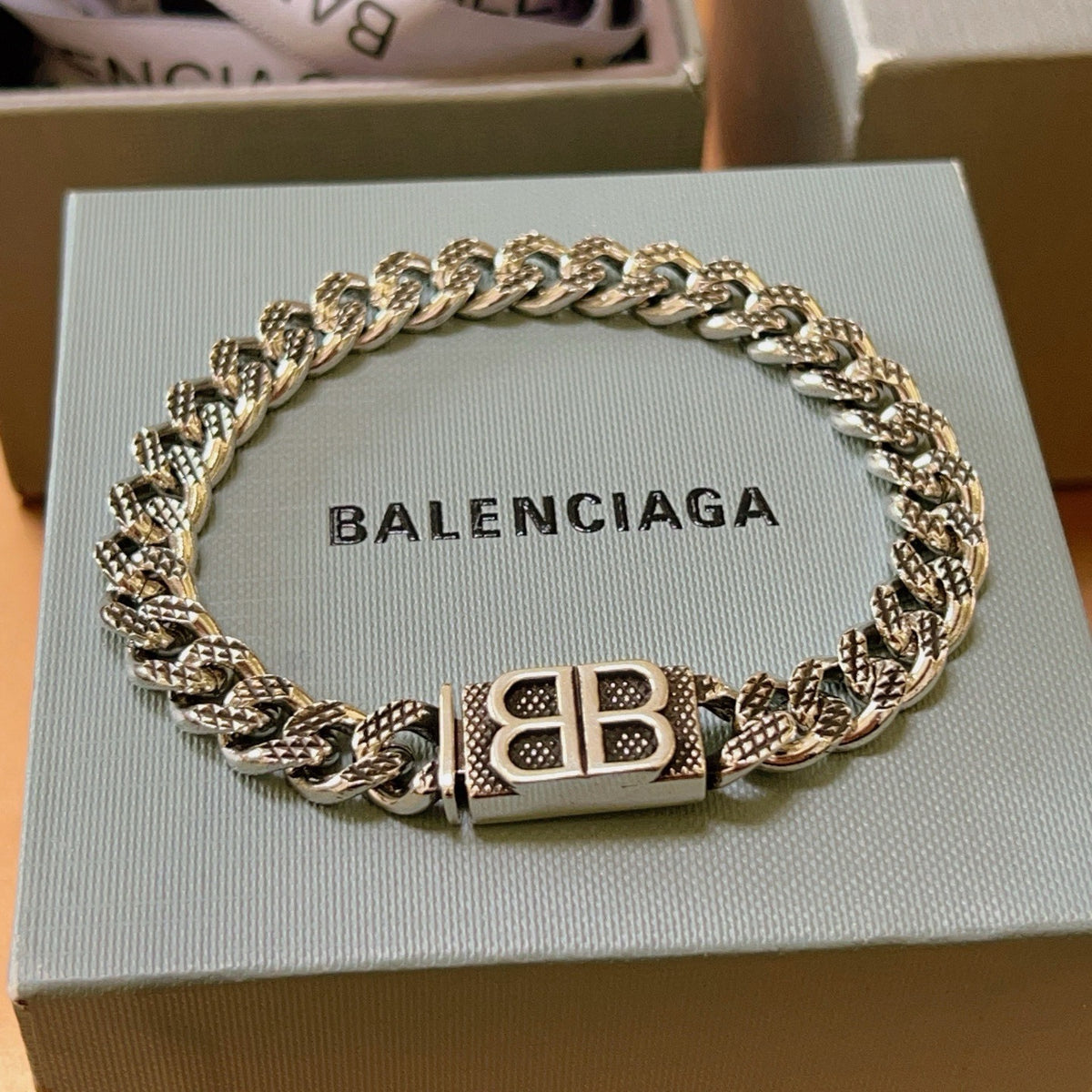 Geometric Emblem Bracelet in Polished Metal-Tone – Design 056 styled product view