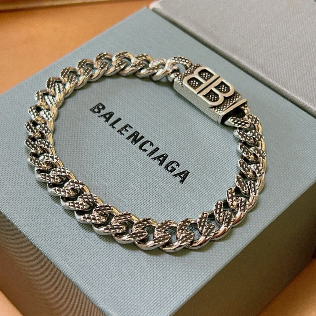 Geometric Emblem Bracelet in Polished Metal-Tone – Design 056 front product view