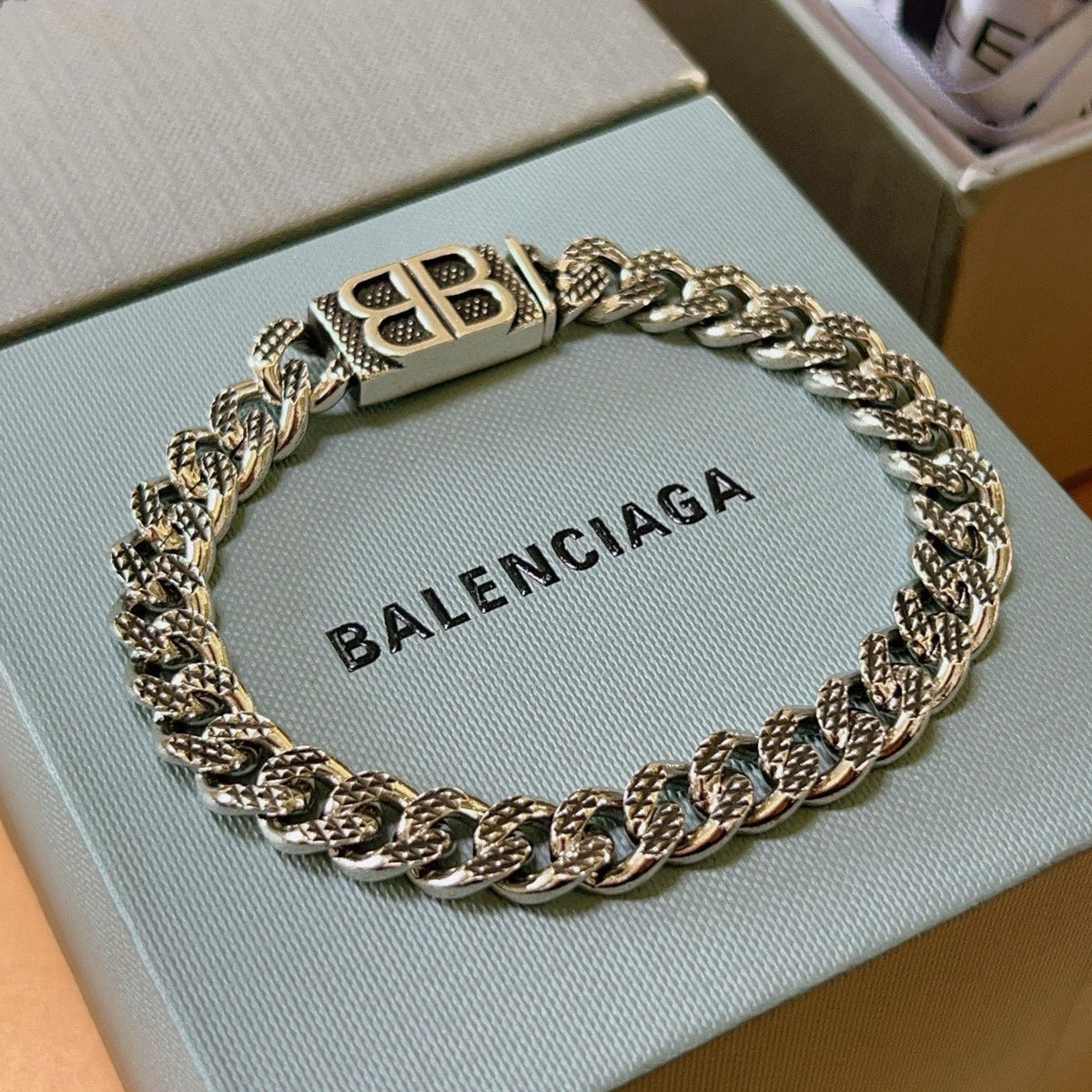 Geometric Emblem Bracelet in Polished Metal-Tone – Design 056 front product view