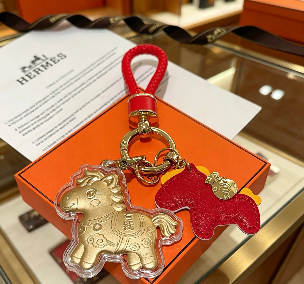 Horse Keychain in Gold-Tone side detail