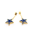 Signature Emblem Statement Earrings in Gold-Tone – Blue Detail – Design 004 main product view