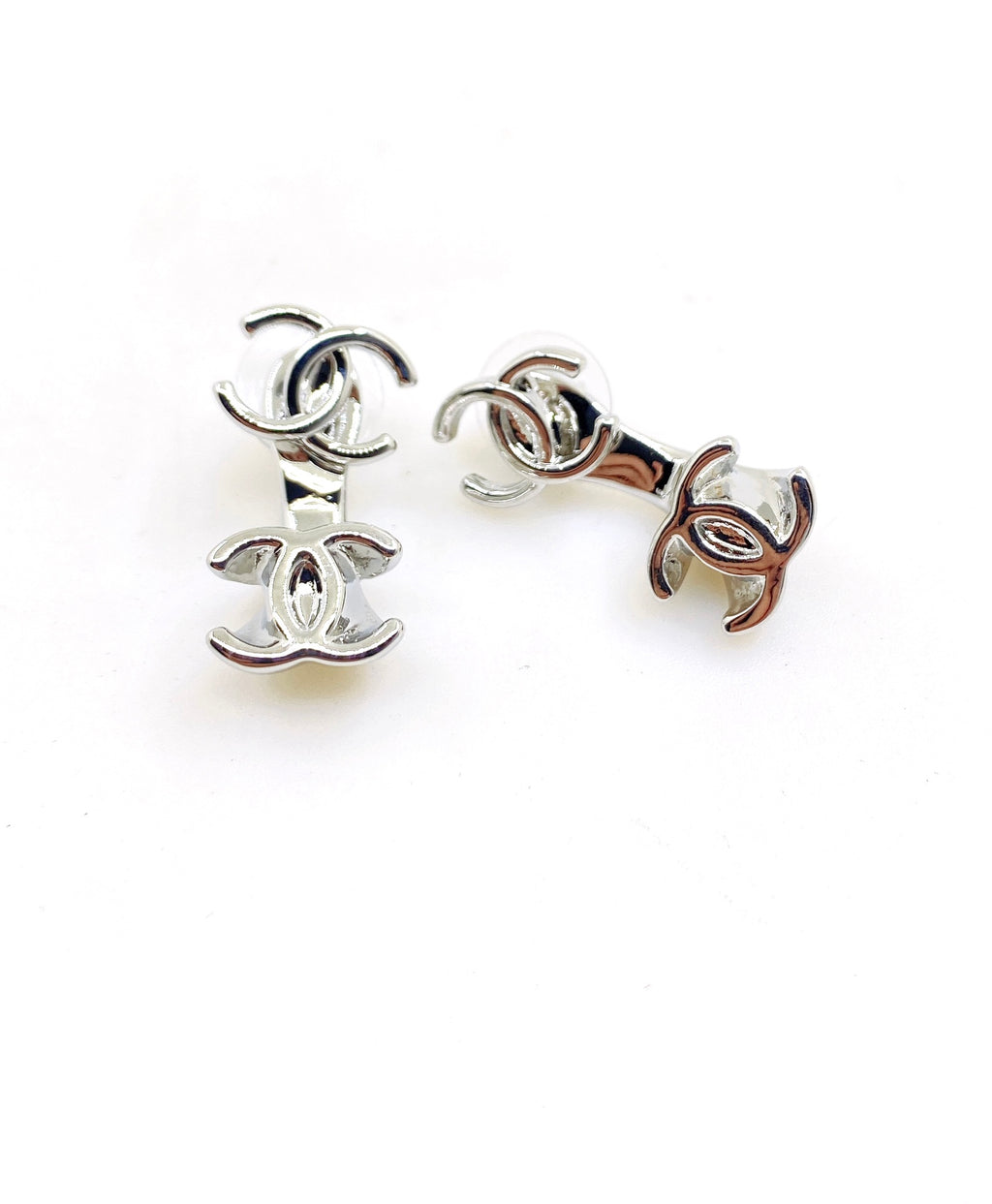 Signature Emblem Statement Earrings in Gold-Tone – White Detail – Design 003 main product view