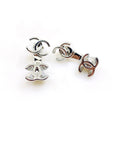 Signature Emblem Statement Earrings in Gold-Tone – White Detail – Design 003 main product view