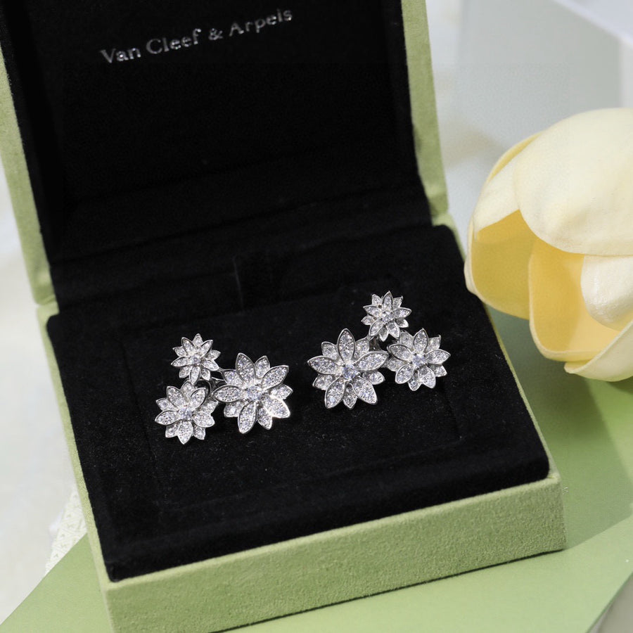 Floral Stud Earrings in Silver-Tone main product view
