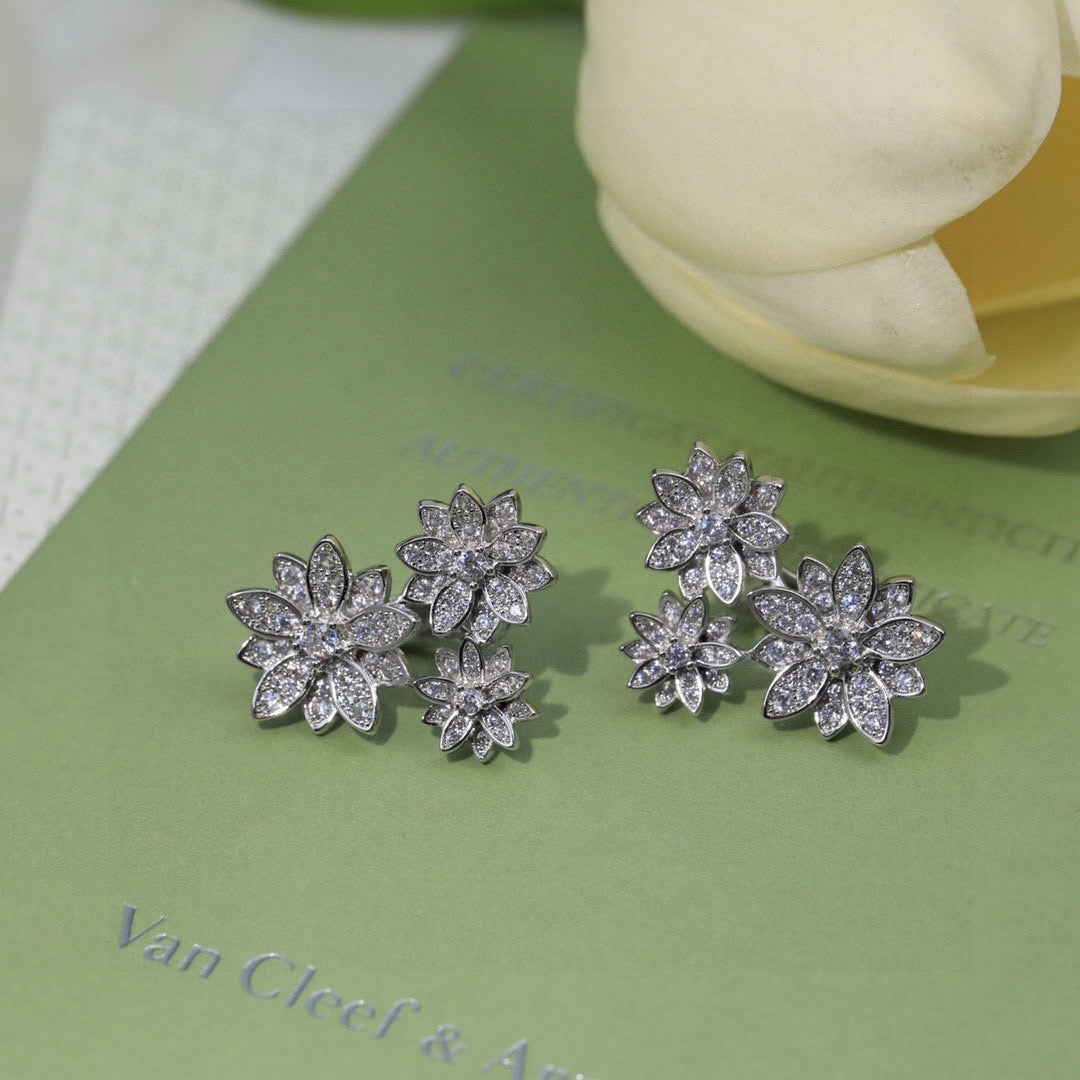 Floral Stud Earrings in Silver-Tone styled product view
