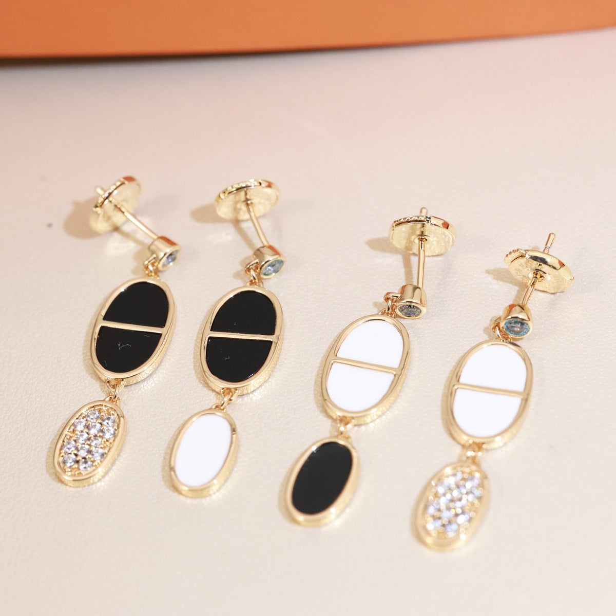 Toggle Stud Earrings in Polished Metal-Tone – Toggle Detail – Design 002 styled product view