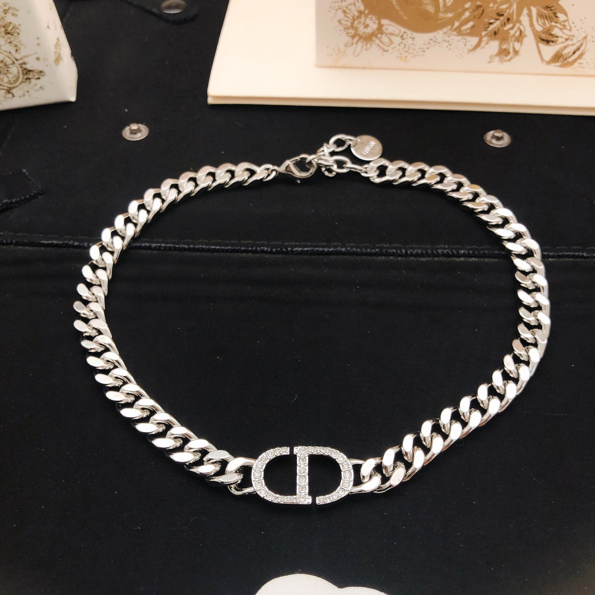 Signature Emblem Crystal-Accent Pendant Necklace – Design 015 detail view