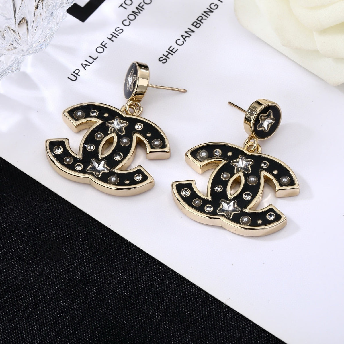 Signature Emblem Statement Earrings in Polished Metal-Tone – Design 040 main product view