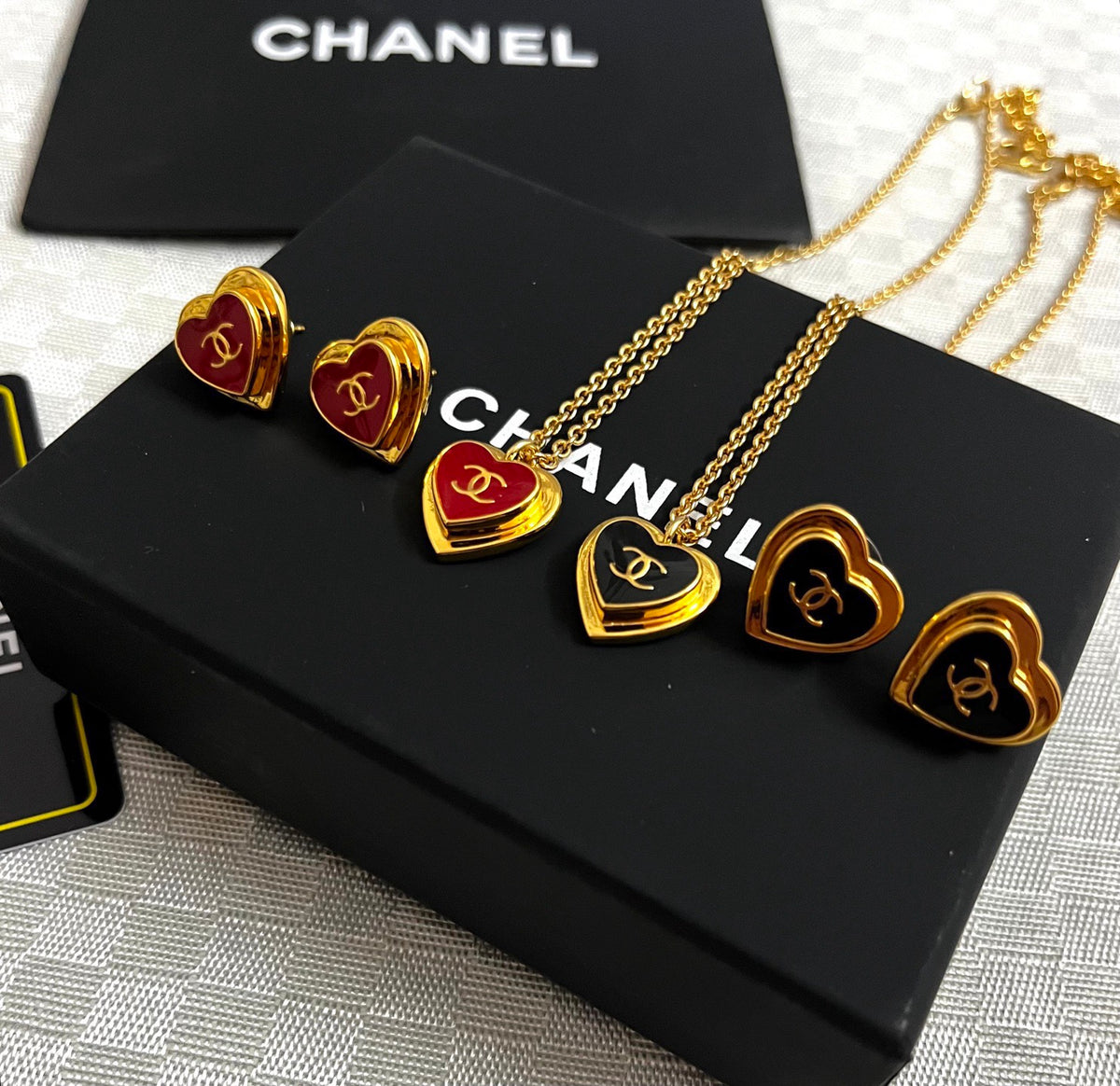 Double-C Emblem Pendant Necklace in Polished Metal-Tone – Design 067 main product view