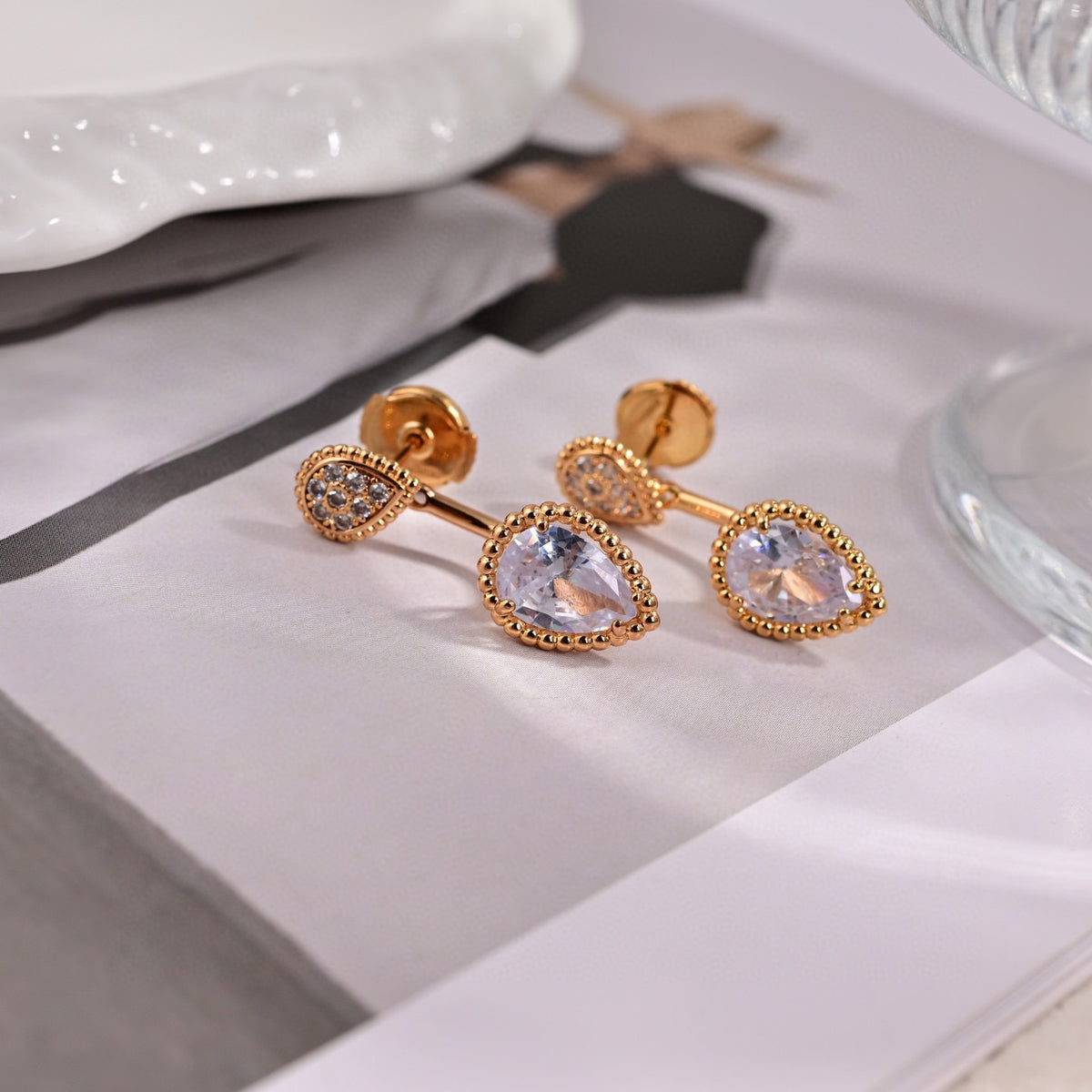 Geometric Emblem Stud Earrings in Polished Metal-Tone – Design 003 close-up detail