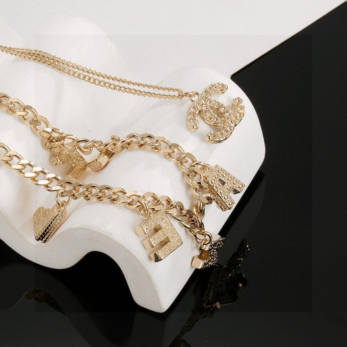 Double-C Emblem Crystal-Accent Pendant Necklace – Design 042 main product view