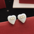 Heart Stud Earrings in Gold-Tone – White main product view