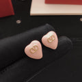 Heart Stud Earrings in Gold-Tone – Pink – Design 02 main product view