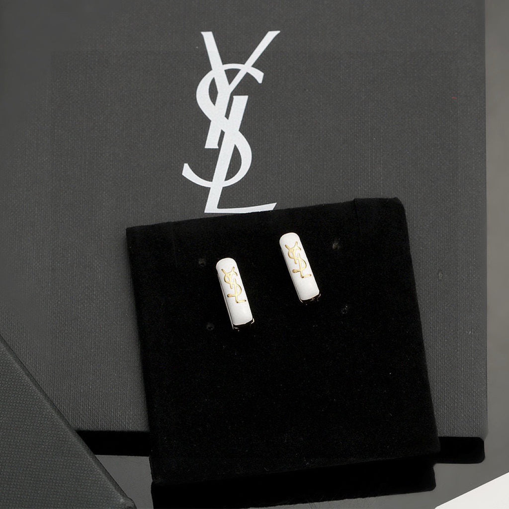 Geometric Emblem Stud Earrings in Polished Metal-Tone – Design 007 detail view