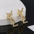 Geometric Emblem Stud Earrings in Polished Metal-Tone – Design 006 main product view