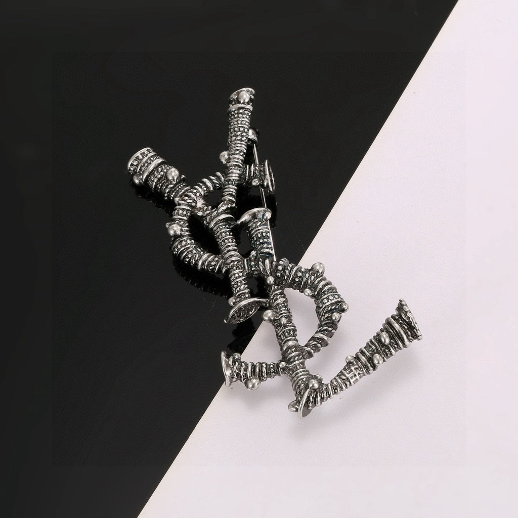 Geometric Emblem Brooch in Polished Metal-Tone – Design 011 main product view