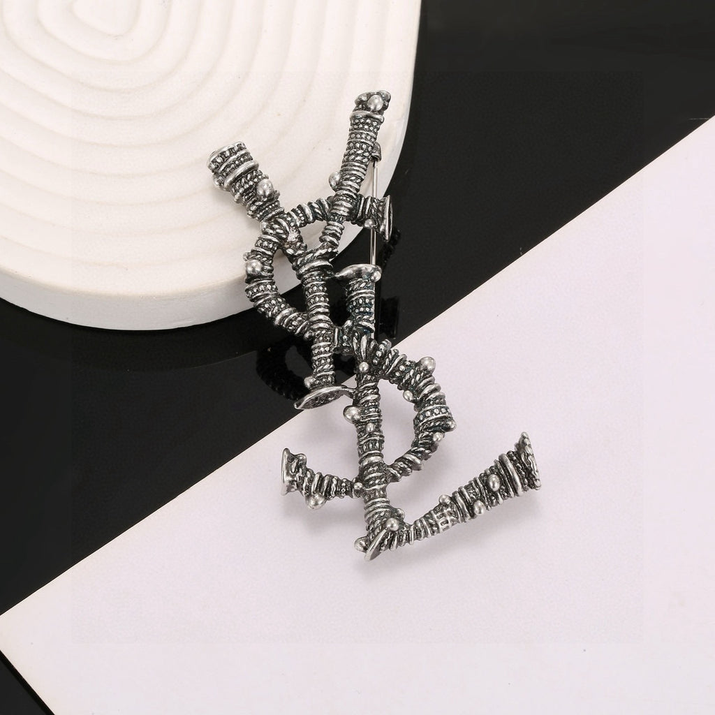 Geometric Emblem Brooch in Polished Metal-Tone – Design 011 front product view