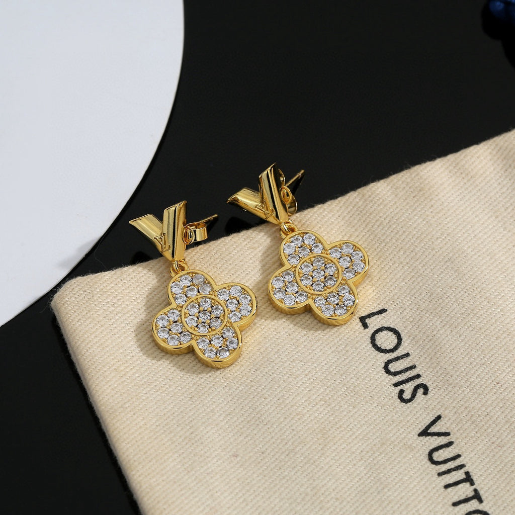 Geometric Emblem Stud Earrings in Polished Metal-Tone – Design 033 styled product view