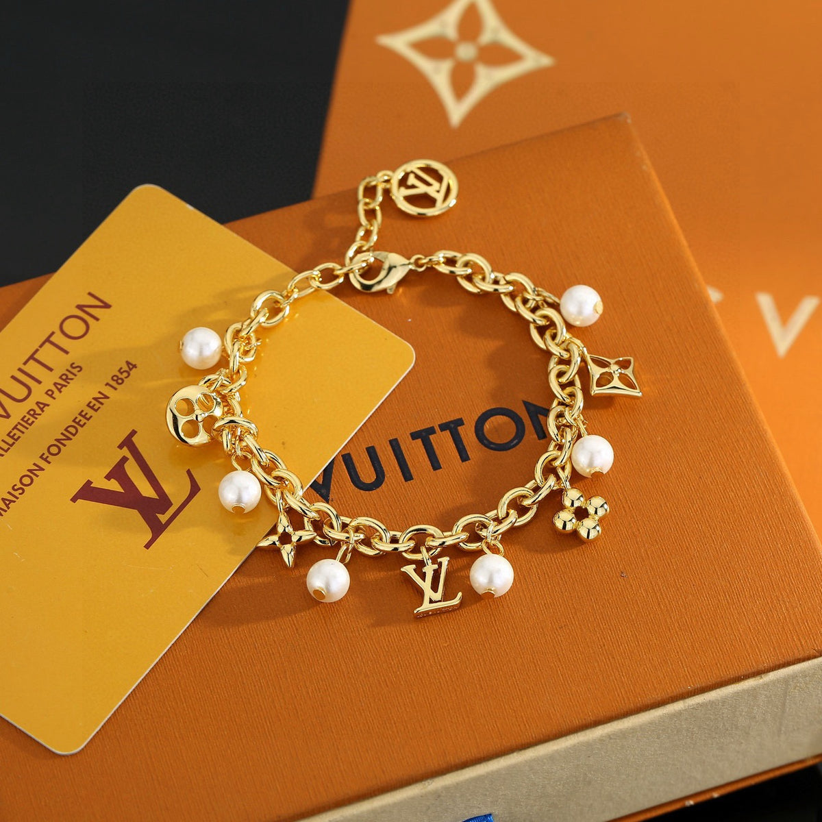 Letter Emblem Bracelet in Polished Metal-Tone – Design 033 main product view