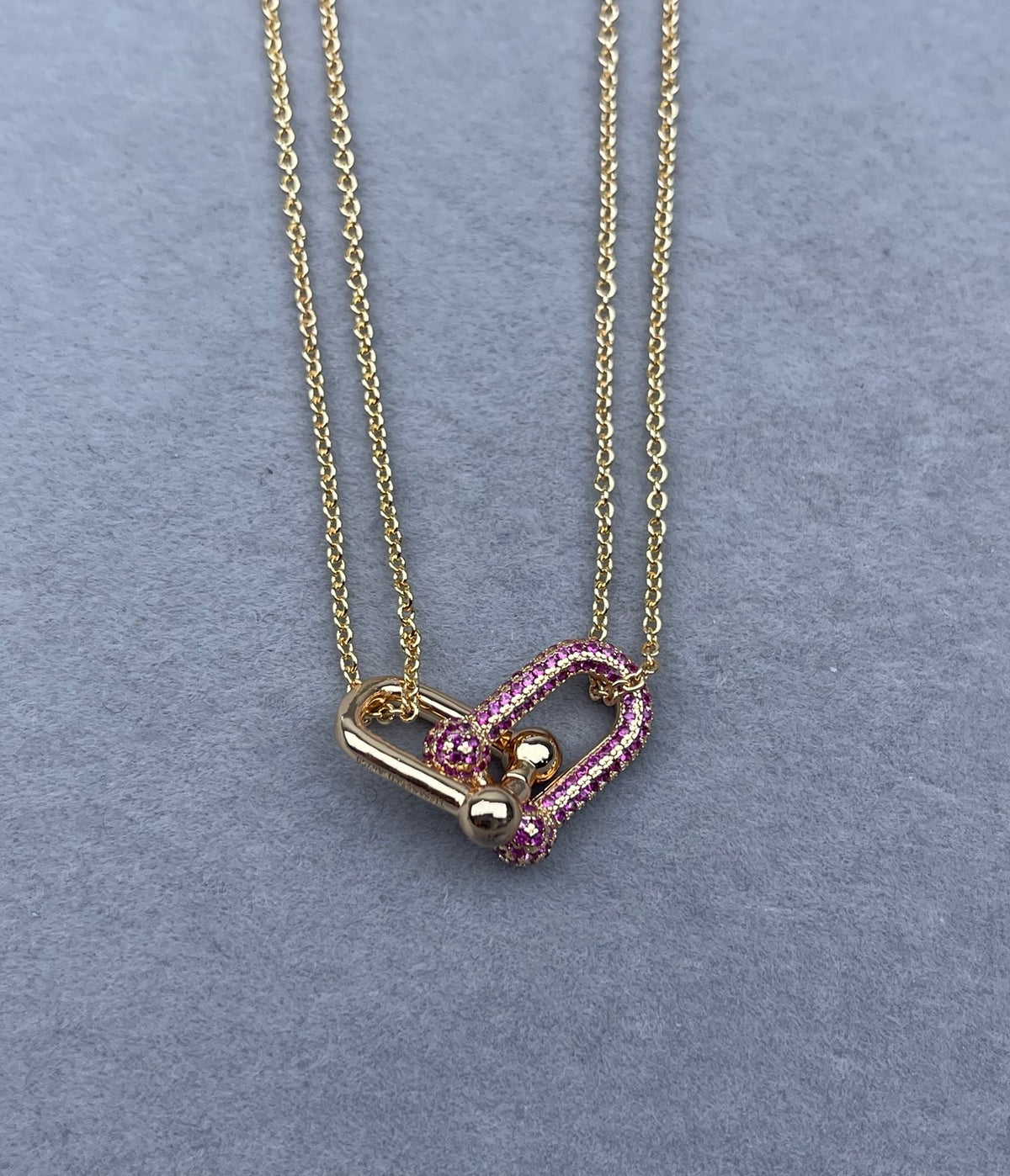 Link Pendant Necklace in Polished Metal-Tone close-up detail
