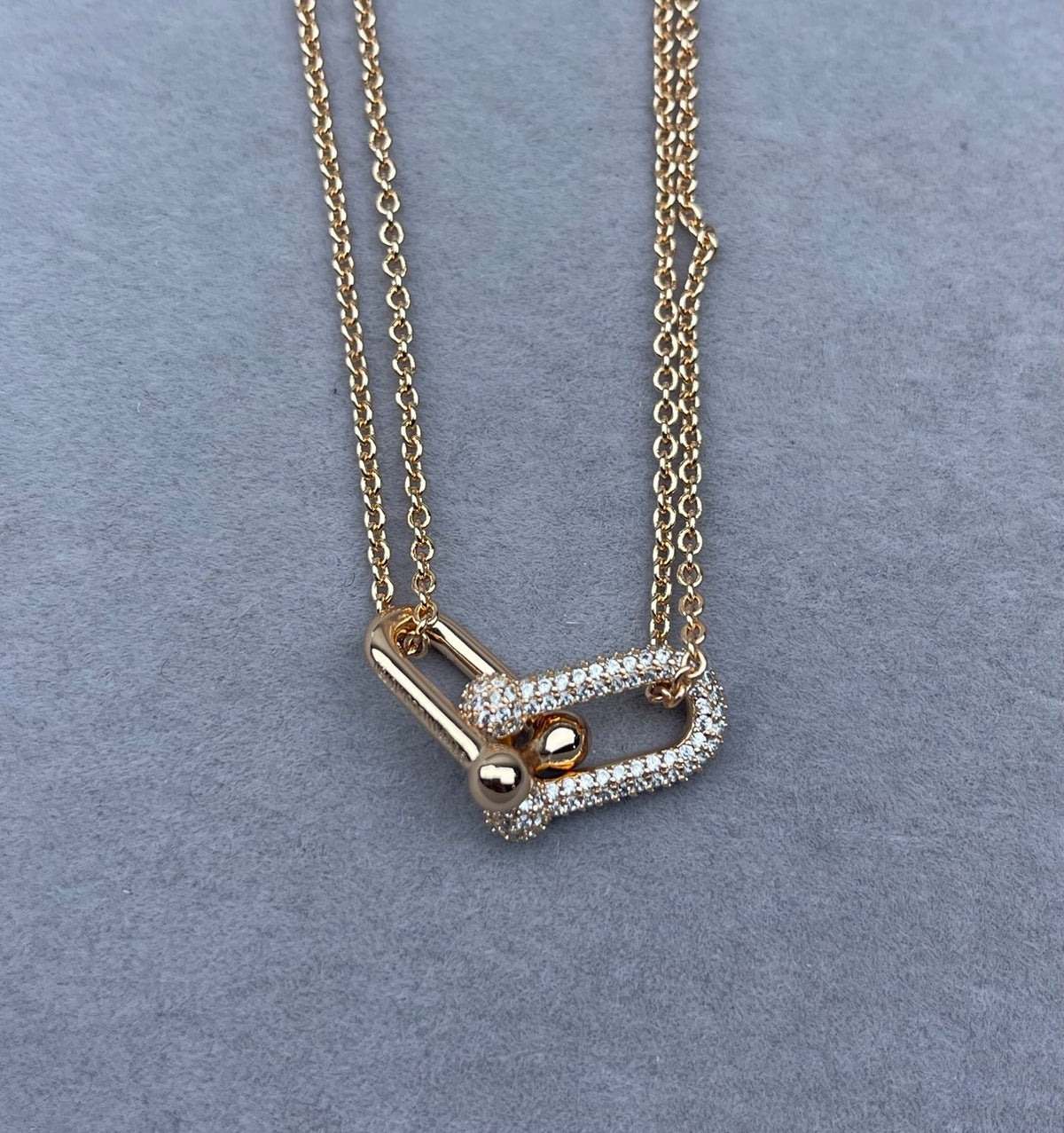 Link Pendant Necklace in Polished Metal-Tone front product view