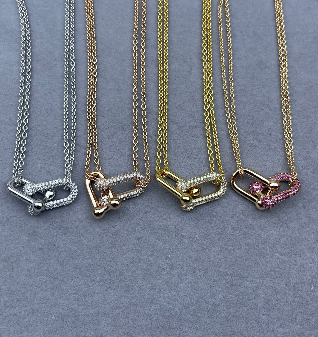Link Pendant Necklace in Polished Metal-Tone main product view