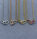 Link Pendant Necklace in Polished Metal-Tone main product view