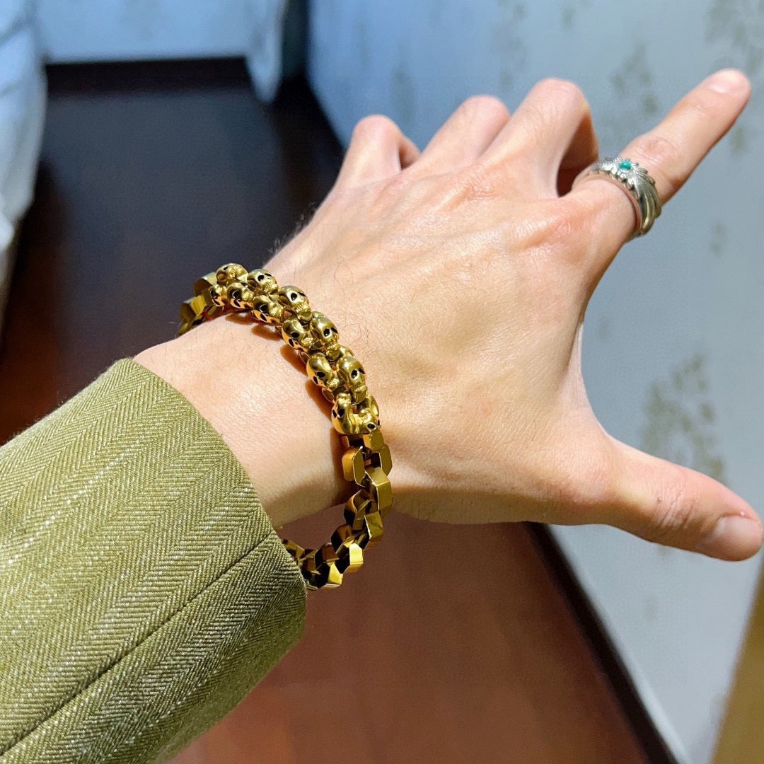 Geometric Emblem Bracelet in Polished Metal-Tone – Design 058 main product view