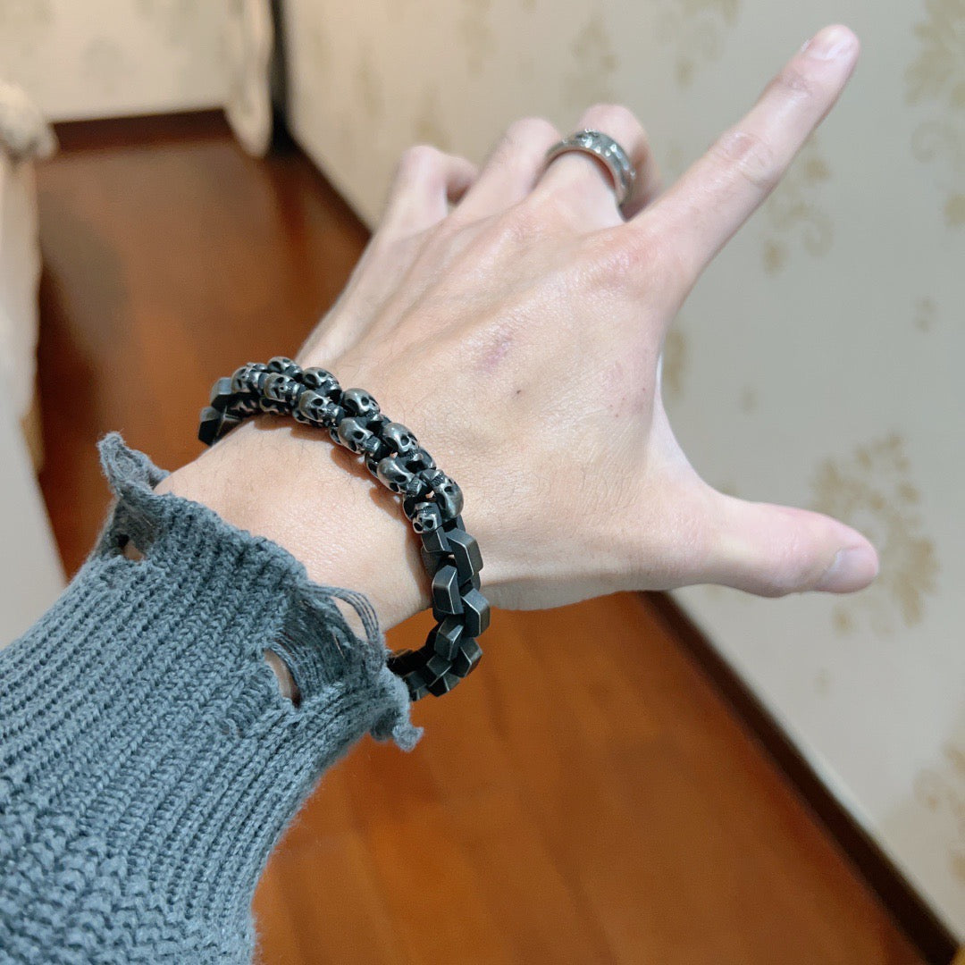 Geometric Emblem Bracelet in Polished Metal-Tone – Design 057 main product view