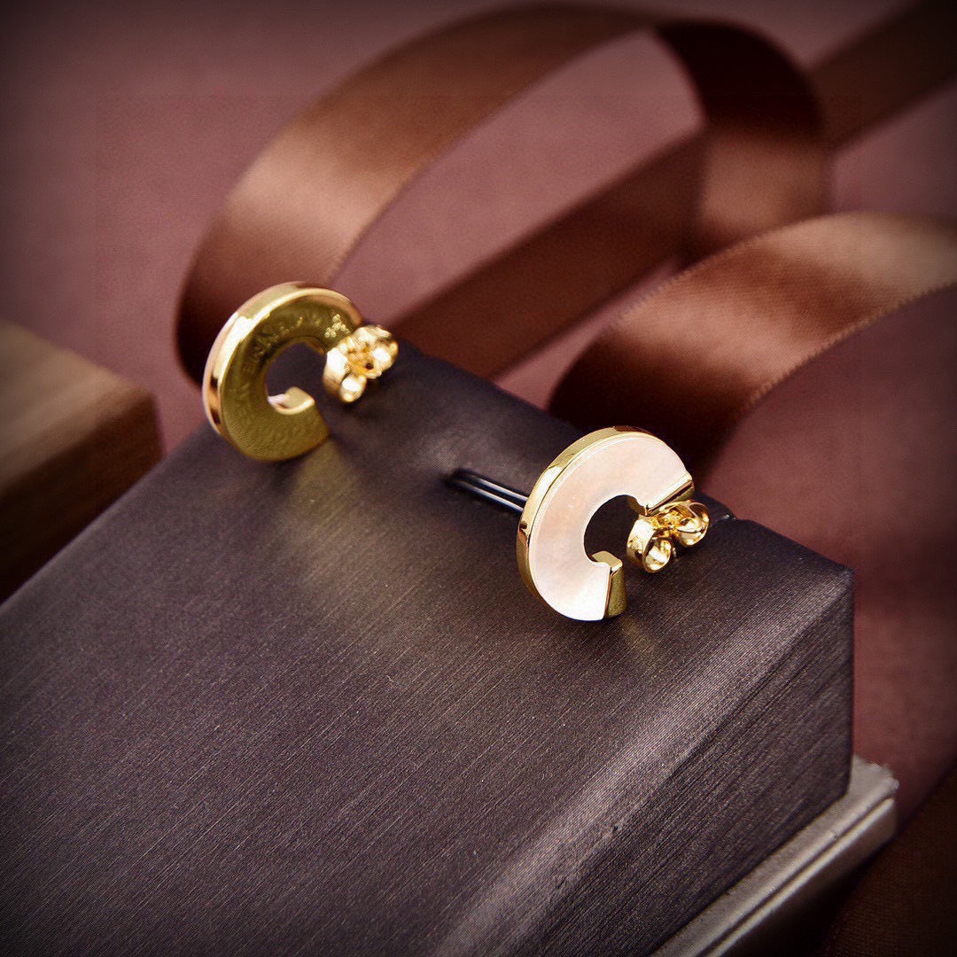 Orb Stud Earrings in Polished Metal-Tone – Design 017 side detail