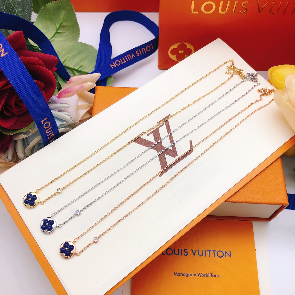 Geometric Emblem Pendant Necklace in Rose-Gold-Tone – Rose Gold Detail – Design 004 styled product view