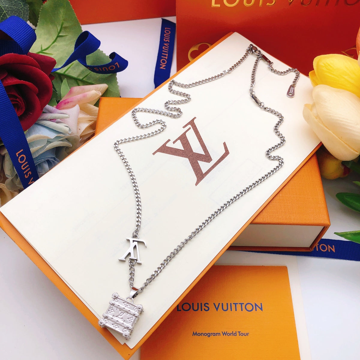 Bag Motif Pendant Necklace in Gold-Tone – Bag Detail – Design 002 front product view