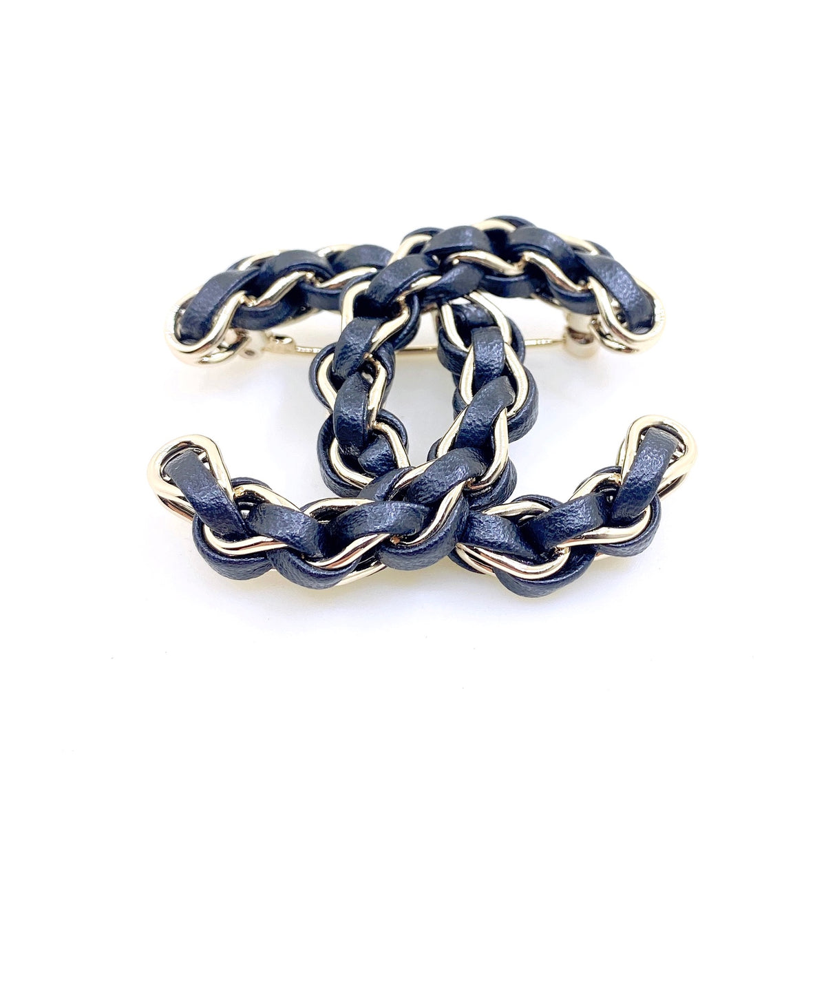 Signature Emblem Brooch in Gold-Tone – Black Detail – Design 003 main product view