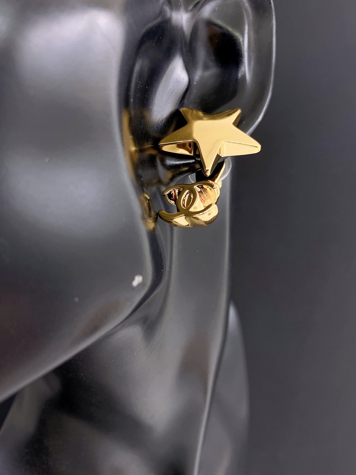 Signature Emblem Statement Earrings in Gold-Tone – Design 002 front product view
